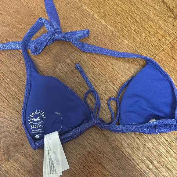 NWT Hollister Co. blue shimmer triangle string bikini top XXS - Picture 5 of 5
